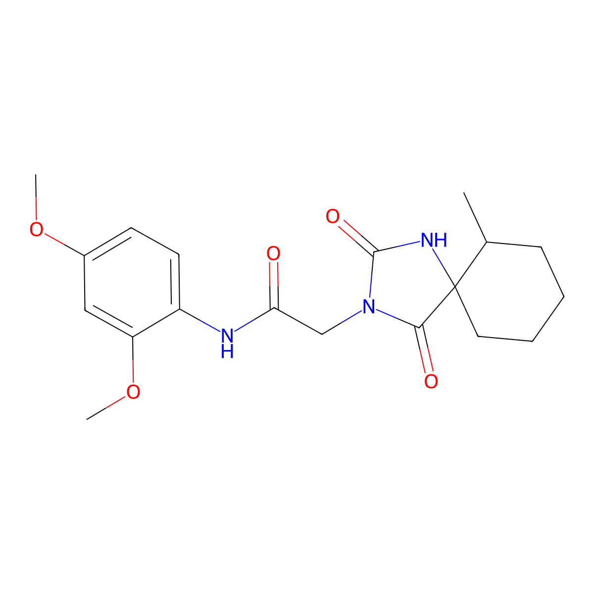 N-(2,4-dimethoxyphenyl)-2-{6-methyl-2,4-dioxo-1,3-diazaspiro[4.5]decan-3-yl}acetamide molecular structure, CAS 561059-28-7