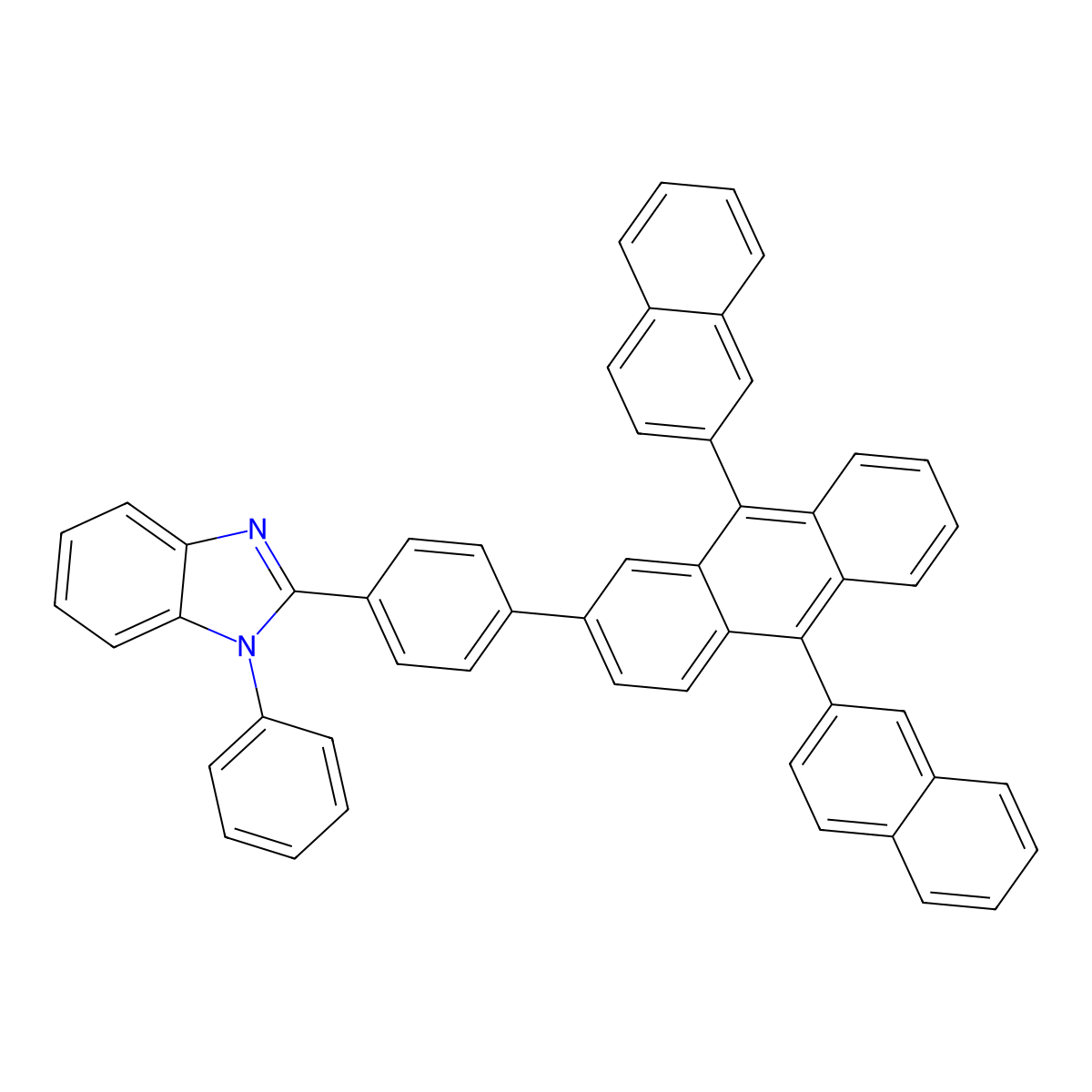 2-(4-(9,10-Di-naphthalen-2-yl-anthracen-2-yl)-phenyl)-1-phenyl-1H-benzoimidazole molecular structure, CAS 561064-11-7