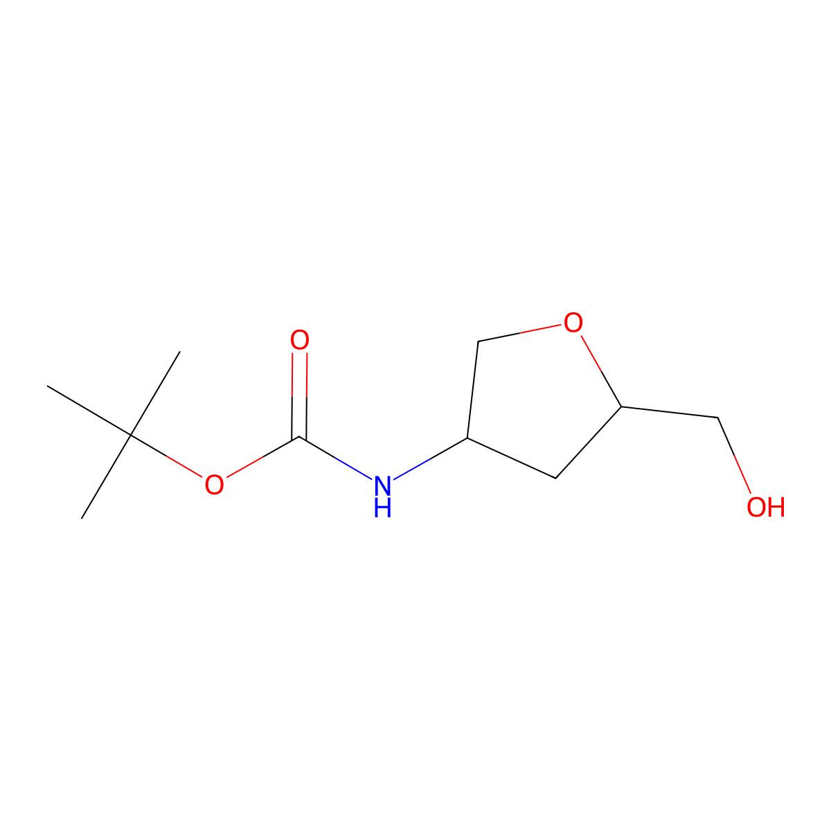 [(2S,4S)-4-(Boc-amino)-2-tetrahydrofuryl]methanol molecular structure, CAS 561066-32-8