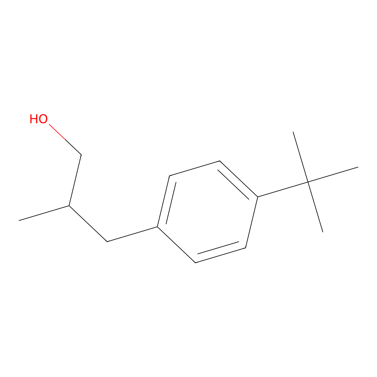 Benzenepropanol, 4-(1,1-dimethylethyl)-beta-methyl- molecular structure, CAS 56107-04-1