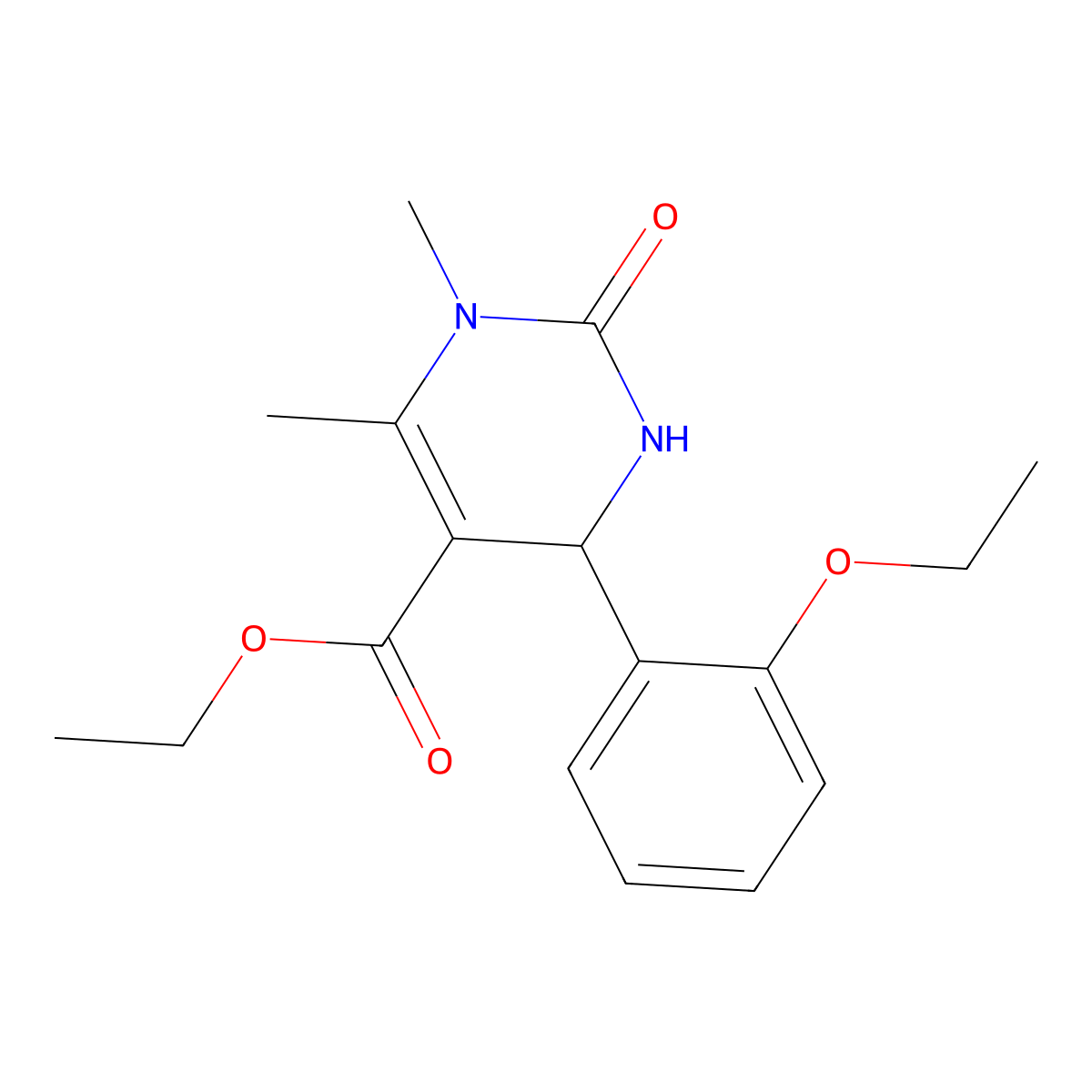 Ethyl 4-(2-ethoxyphenyl)-1,6-dimethyl-2-oxo-1,2,3,4-tetrahydropyrimidine-5-carboxylate molecular structure, CAS 5611-14-3