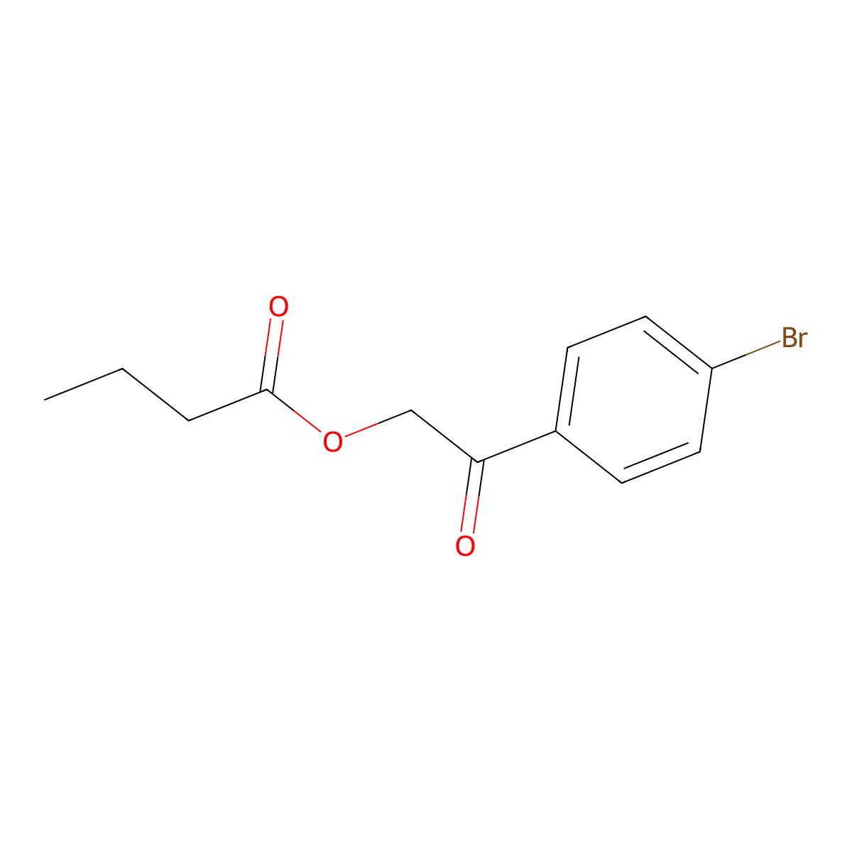 2-(4-Bromophenyl)-2-oxoethyl butyrate molecular structure, CAS 5611-17-6