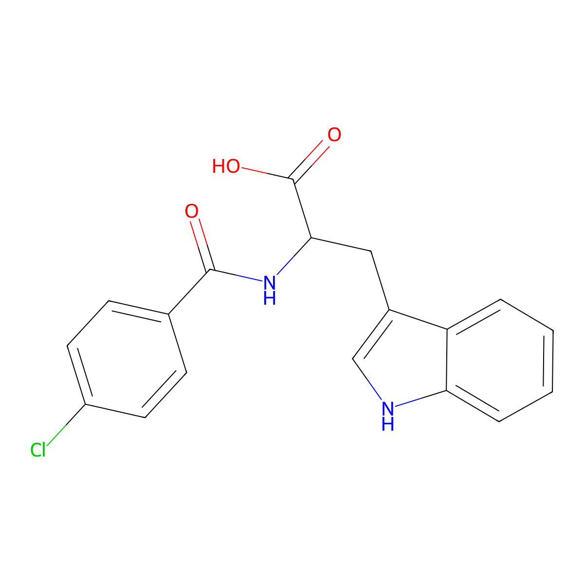 2-[(4-chlorophenyl)formamido]-3-(1H-indol-3-yl)propanoic acid molecular structure, CAS 56116-67-7