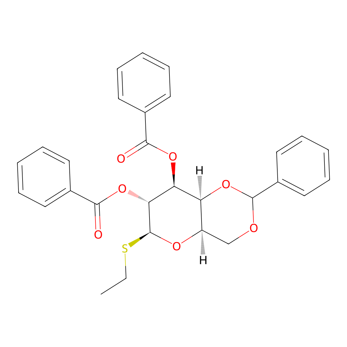 Ethyl 2,3-di-o-benzoyl-4,6-o-benzylidene-beta-d-thiogalactopyranoside molecular structure, CAS 56119-30-3
