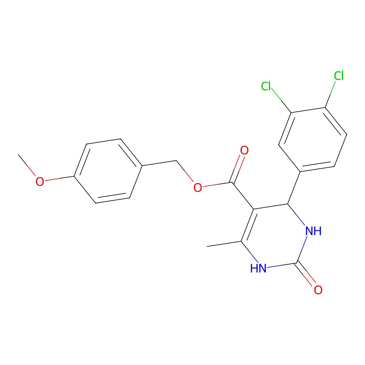 (4-methoxyphenyl)methyl 4-(3,4-dichlorophenyl)-6-methyl-2-oxo-3,4-dihydro-1H-pyrimidine-5-carboxylate molecular structure, CAS 5612-05-5
