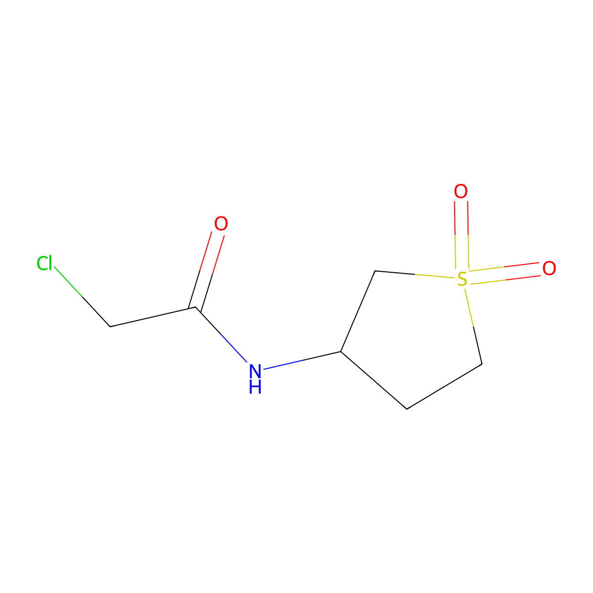2-chloro-N-(1,1-dioxothiolan-3-yl)acetamide molecular structure, CAS 5612-41-9