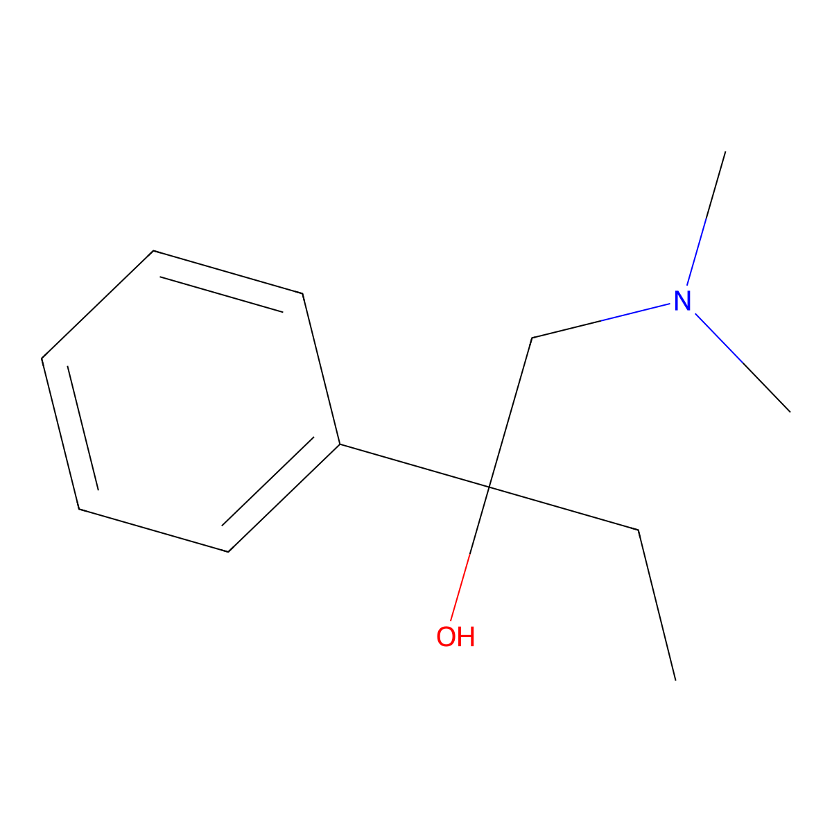 1-(Dimethylamino)-2-phenylbutan-2-ol molecular structure, CAS 5612-61-3