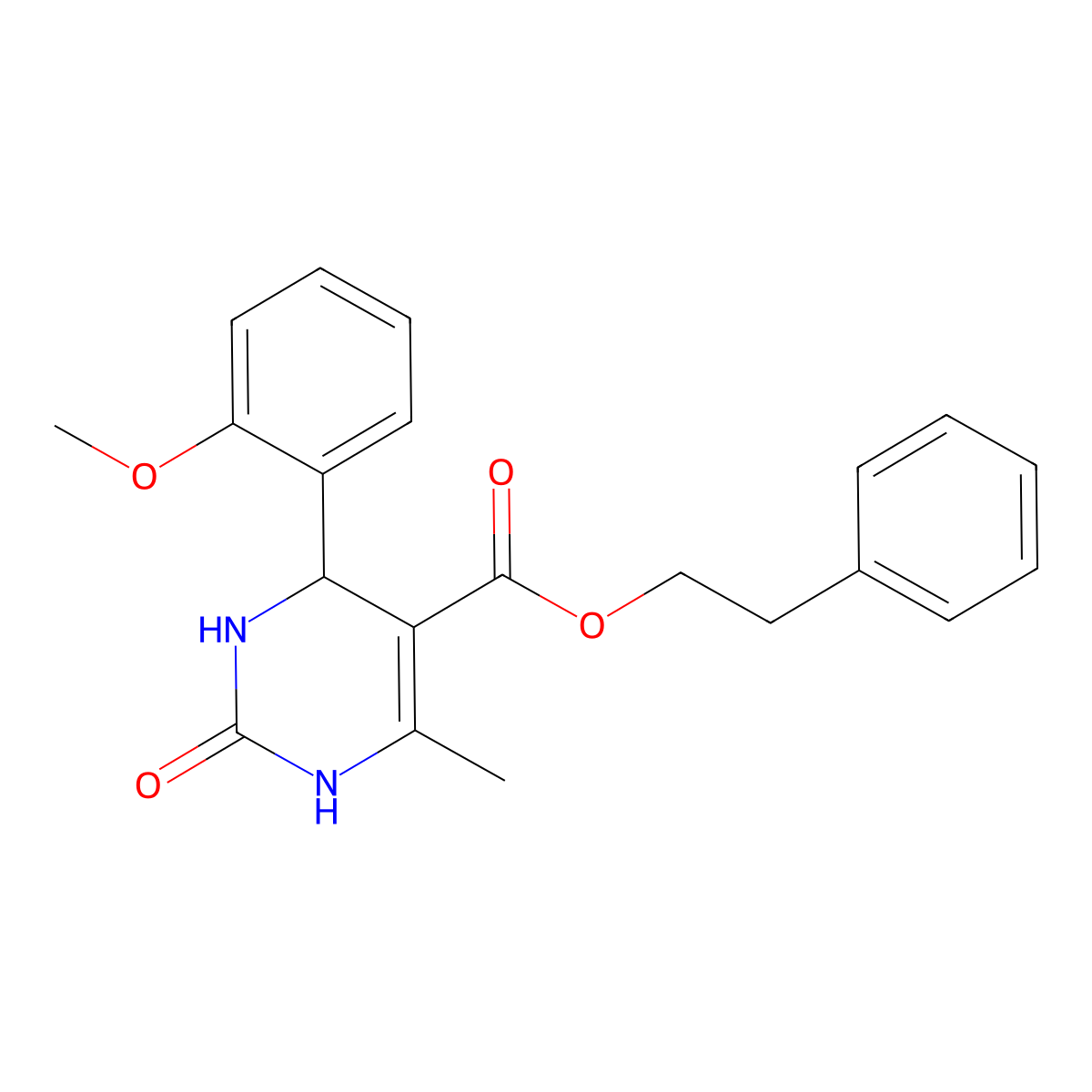 phenethyl 4-(2-methoxyphenyl)-6-methyl-2-oxo-3,4-dihydro-1H-pyrimidine-5-carboxylate molecular structure, CAS 5612-88-4