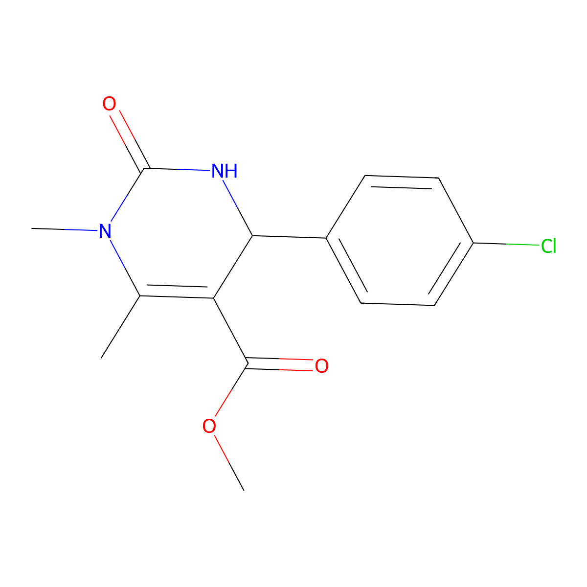 Methyl 6-(4-chlorophenyl)-3,4-dimethyl-2-oxo-1,6-dihydropyrimidine-5-carboxylate molecular structure, CAS 5612-91-9