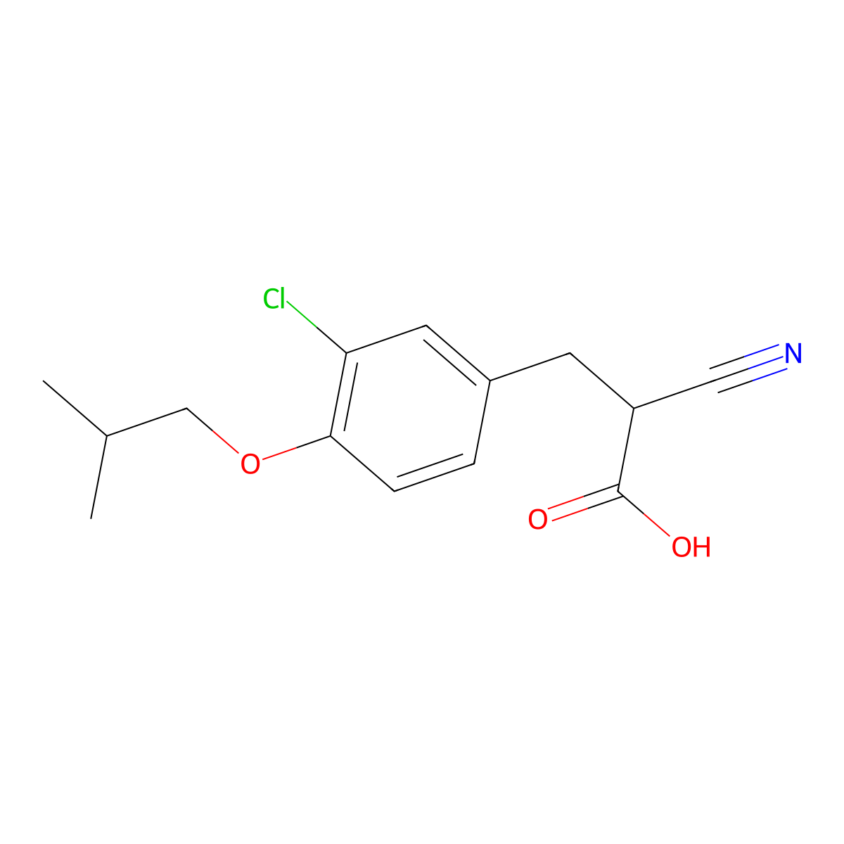 3-[3-Chloro-4-(2-methylpropoxy)phenyl]-2-cyanopropanoic acid molecular structure, CAS 56120-71-9