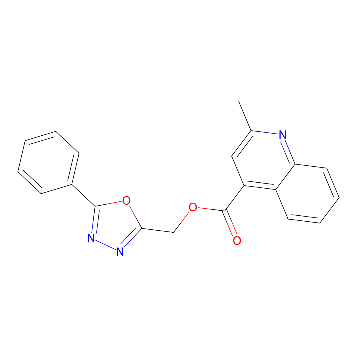 (5-Phenyl-1,3,4-oxadiazol-2-yl)methyl 2-methylquinoline-4-carboxylate molecular structure, CAS 561288-81-1