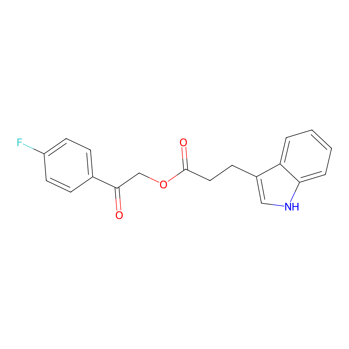 2-(4-fluorophenyl)-2-oxoethyl 3-(1H-indol-3-yl)propanoate molecular structure, CAS 561289-83-6