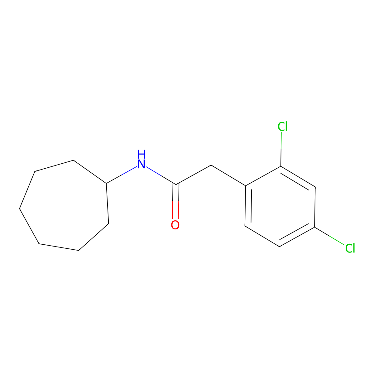N-cycloheptyl-2-(2,4-dichlorophenyl)acetamide molecular structure, CAS 561290-37-7