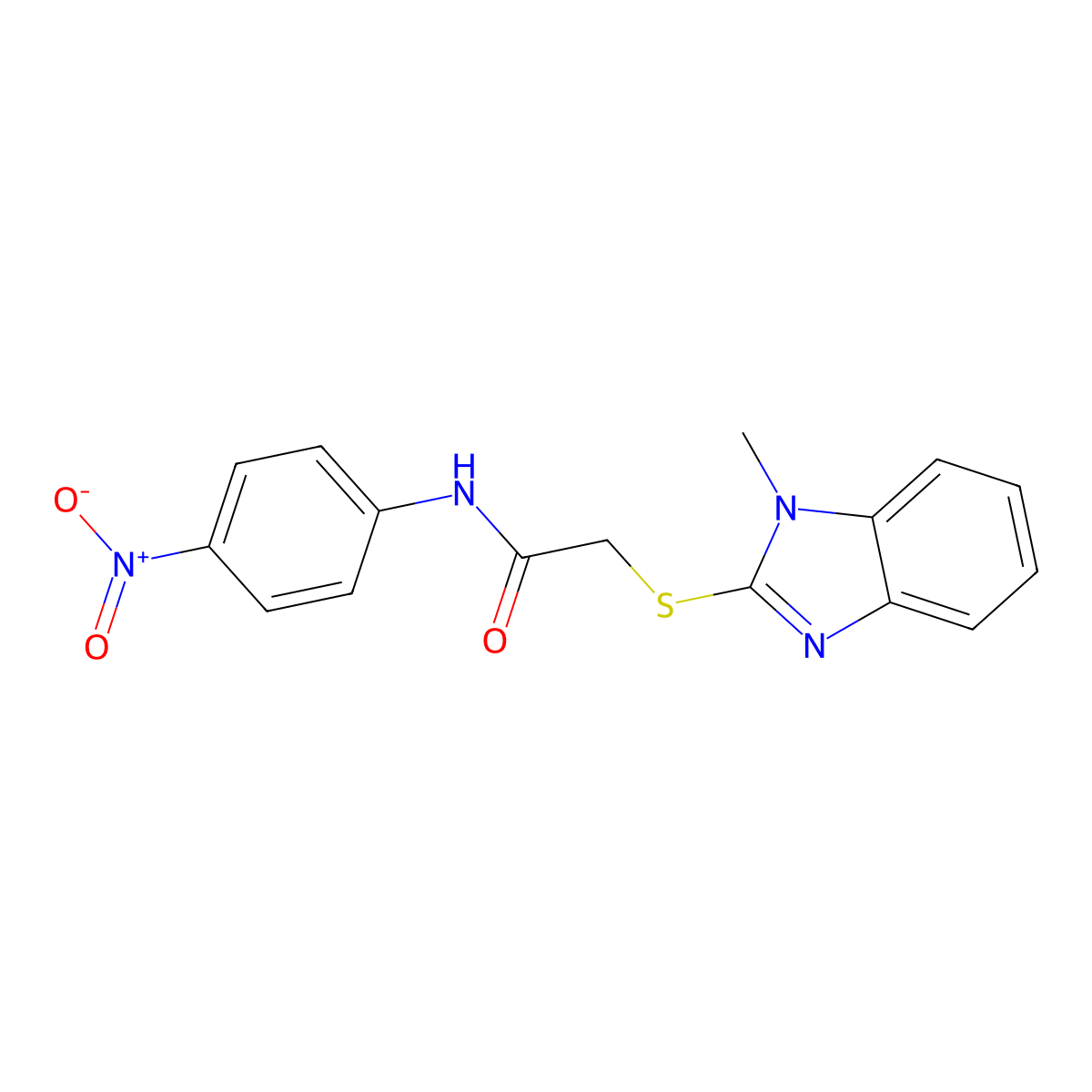 2-(1-methylbenzimidazol-2-yl)sulfanyl-N-(4-nitrophenyl)acetamide molecular structure, CAS 561290-46-8