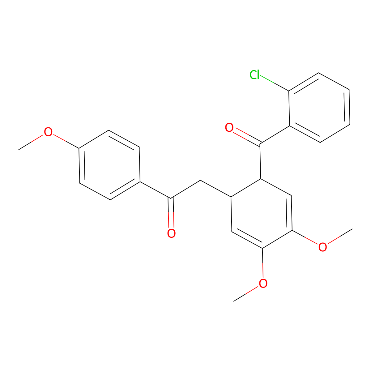 2-[6-(2-Chlorobenzoyl)-3,4-dimethoxycyclohexa-2,4-dien-1-yl]-1-(4-methoxyphenyl)ethanone molecular structure, CAS 5613-32-1