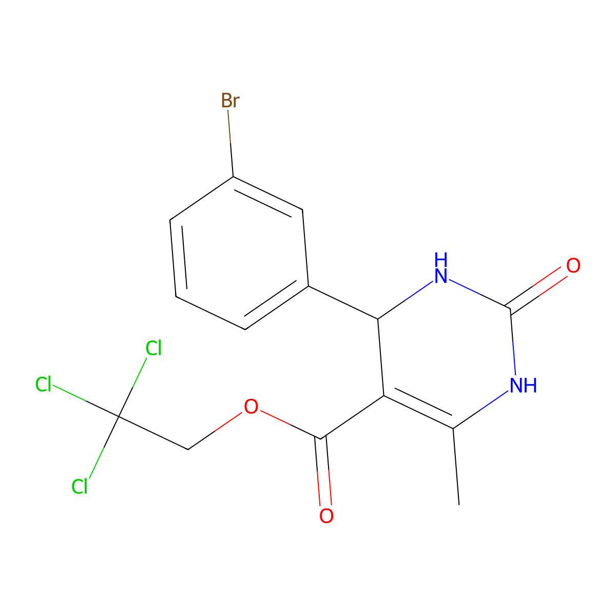 2,2,2-Trichloroethyl 4-(3-bromophenyl)-6-methyl-2-oxo-1,2,3,4-tetrahydropyrimidine-5-carboxylate molecular structure, CAS 5613-85-4