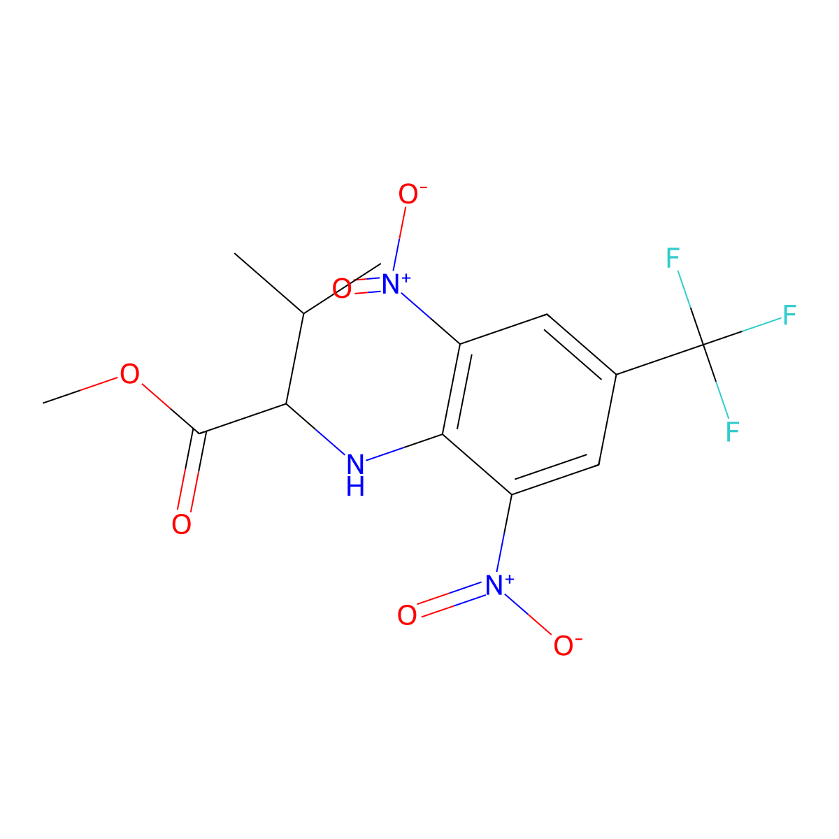 Methyl 2-[[2,6-dinitro-4-(trifluoromethyl)phenyl]amino]-3-methyl-butanoate molecular structure, CAS 5613-90-1