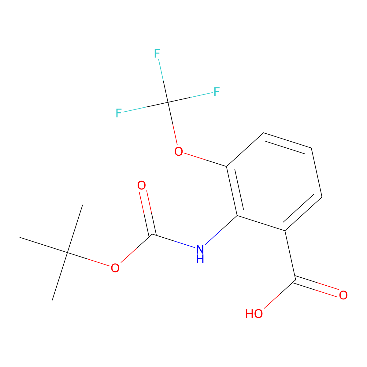 2-{[(Tert-butoxy)carbonyl]amino}-3-(trifluoromethoxy)benzoic acid molecular structure, CAS 561304-40-3