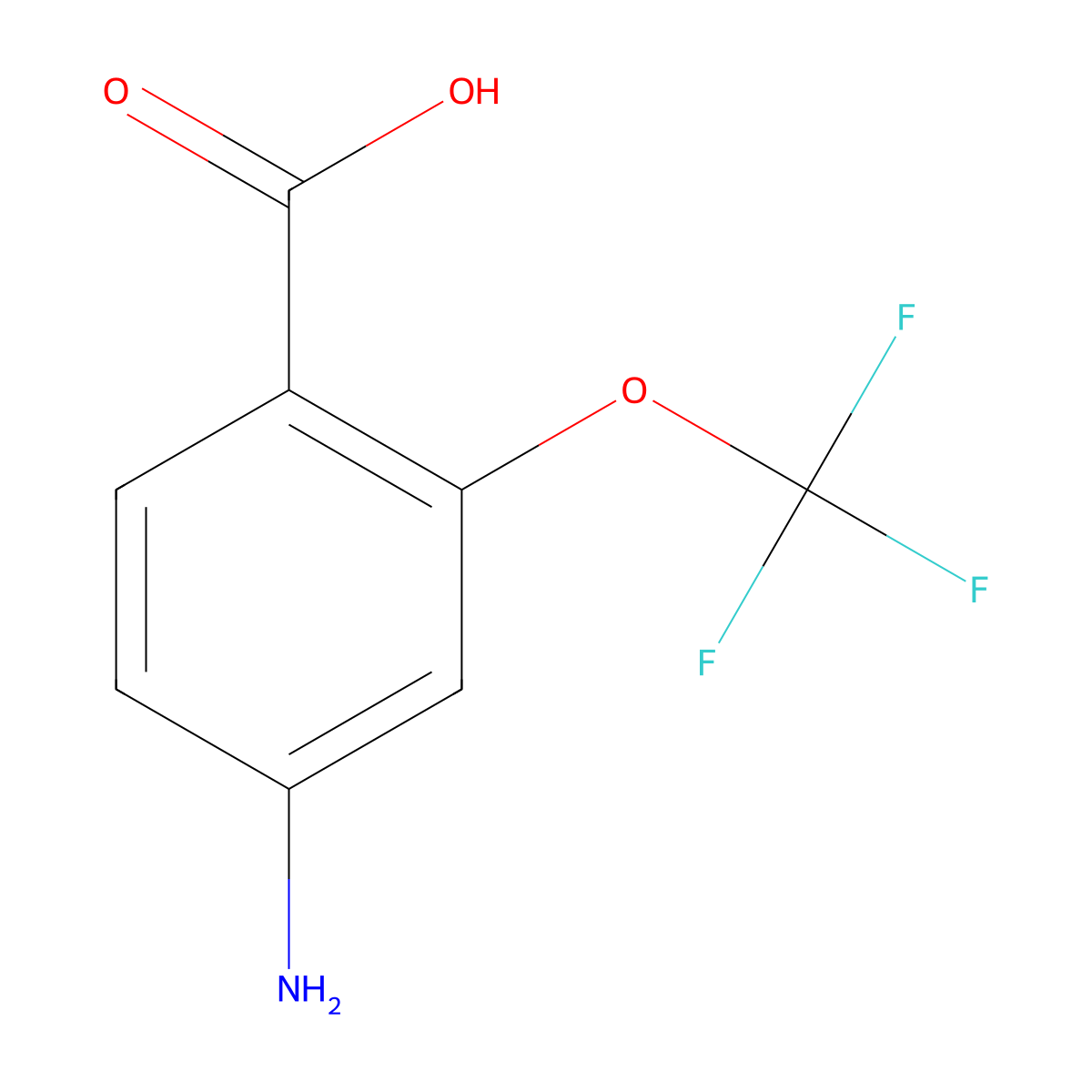 4-amino-2-(trifluoromethoxy)benzoic Acid molecular structure, CAS 561304-50-5