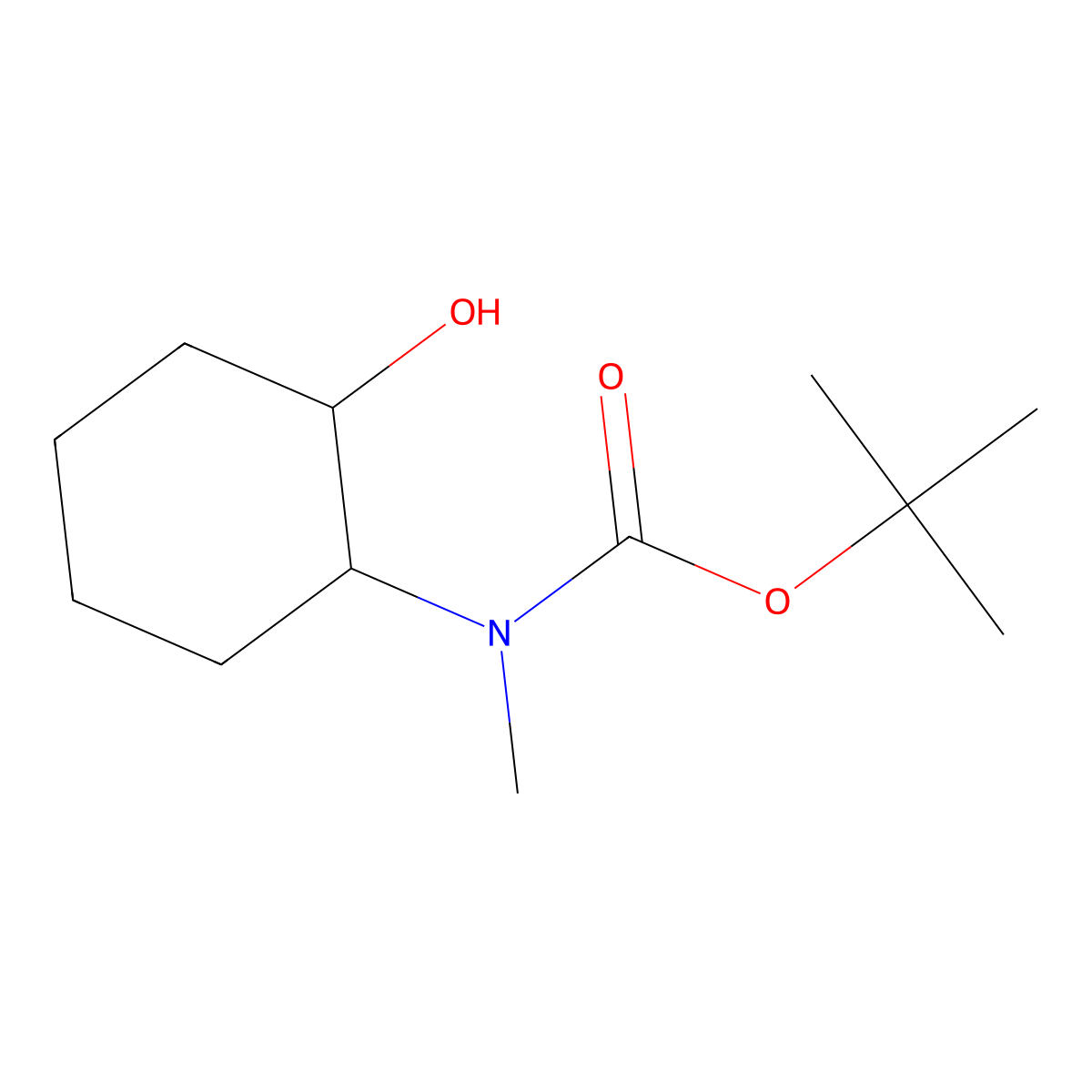 tert-butyl N-(2-hydroxycyclohexyl)-N-methylcarbamate molecular structure, CAS 561307-37-7