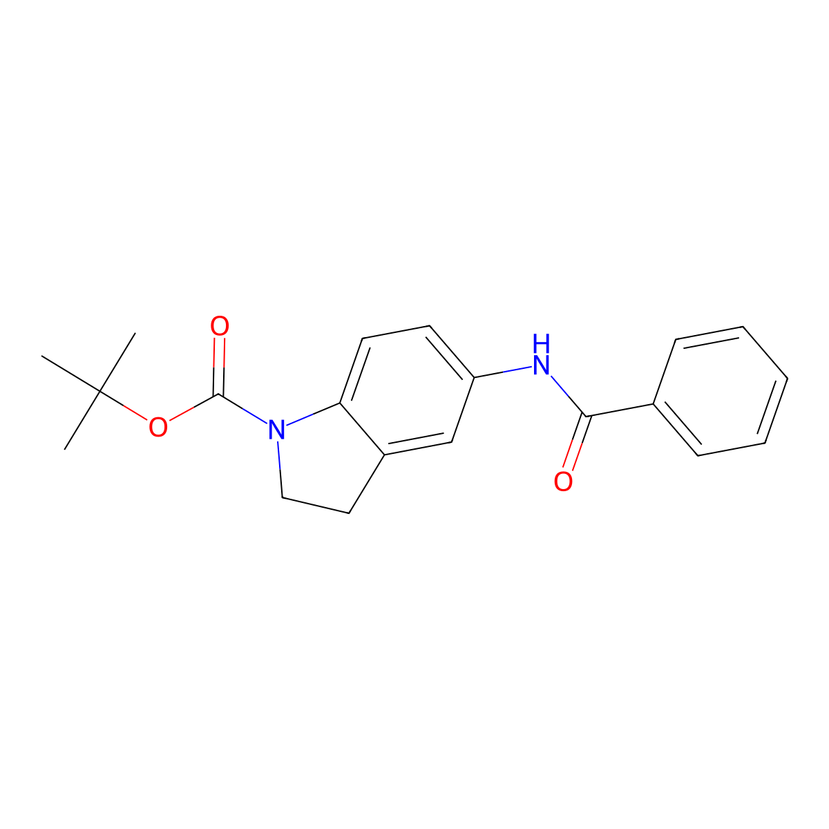 1h-Indole-1-carboxylic acid,5-(benzoylamino)-2,3-dihydro-,1,1-dimethylethyl ester molecular structure, CAS 561307-57-1