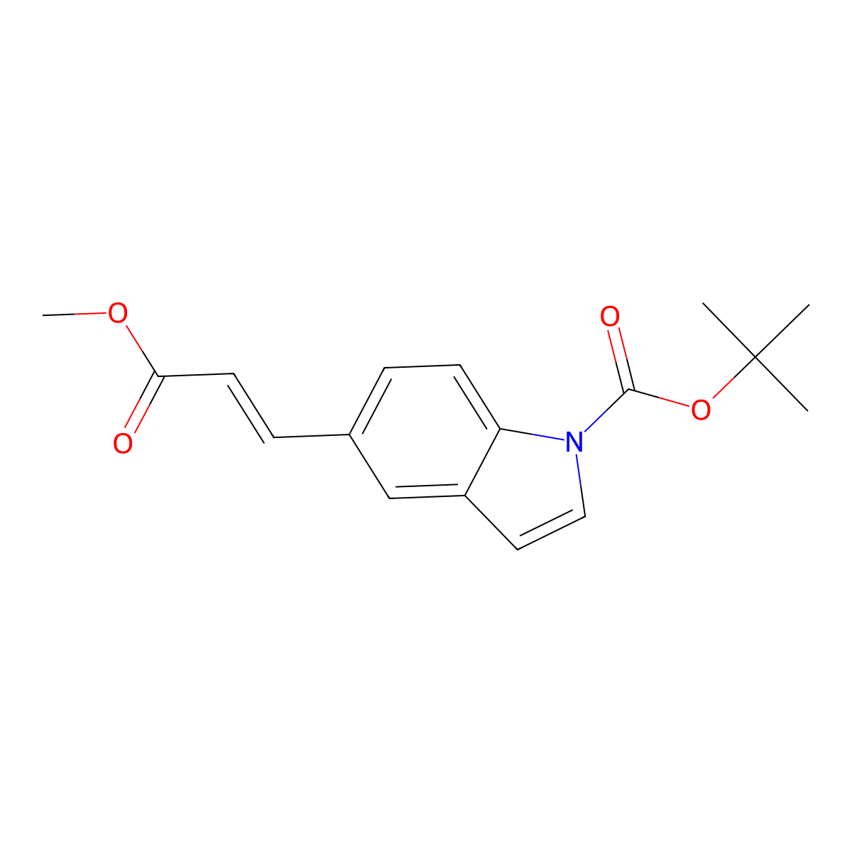 Tert-butyl 5-(3-methoxy-3-oxoprop-1-enyl)indole-1-carboxylate molecular structure, CAS 561307-71-9