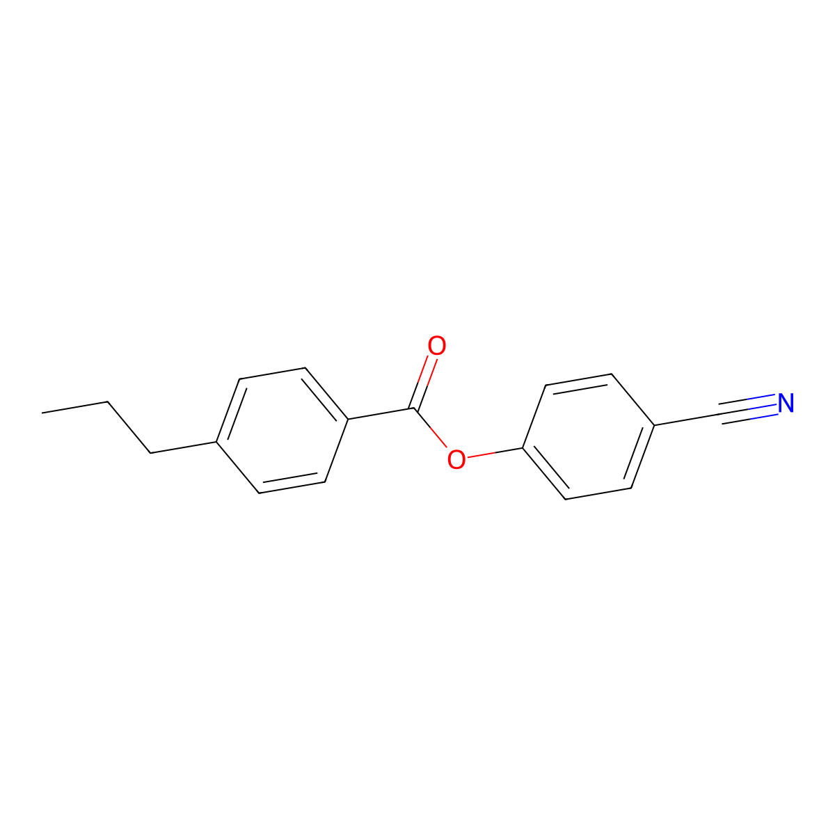 Benzoic acid, 4-propyl-, 4-cyanophenyl ester molecular structure, CAS 56131-49-8
