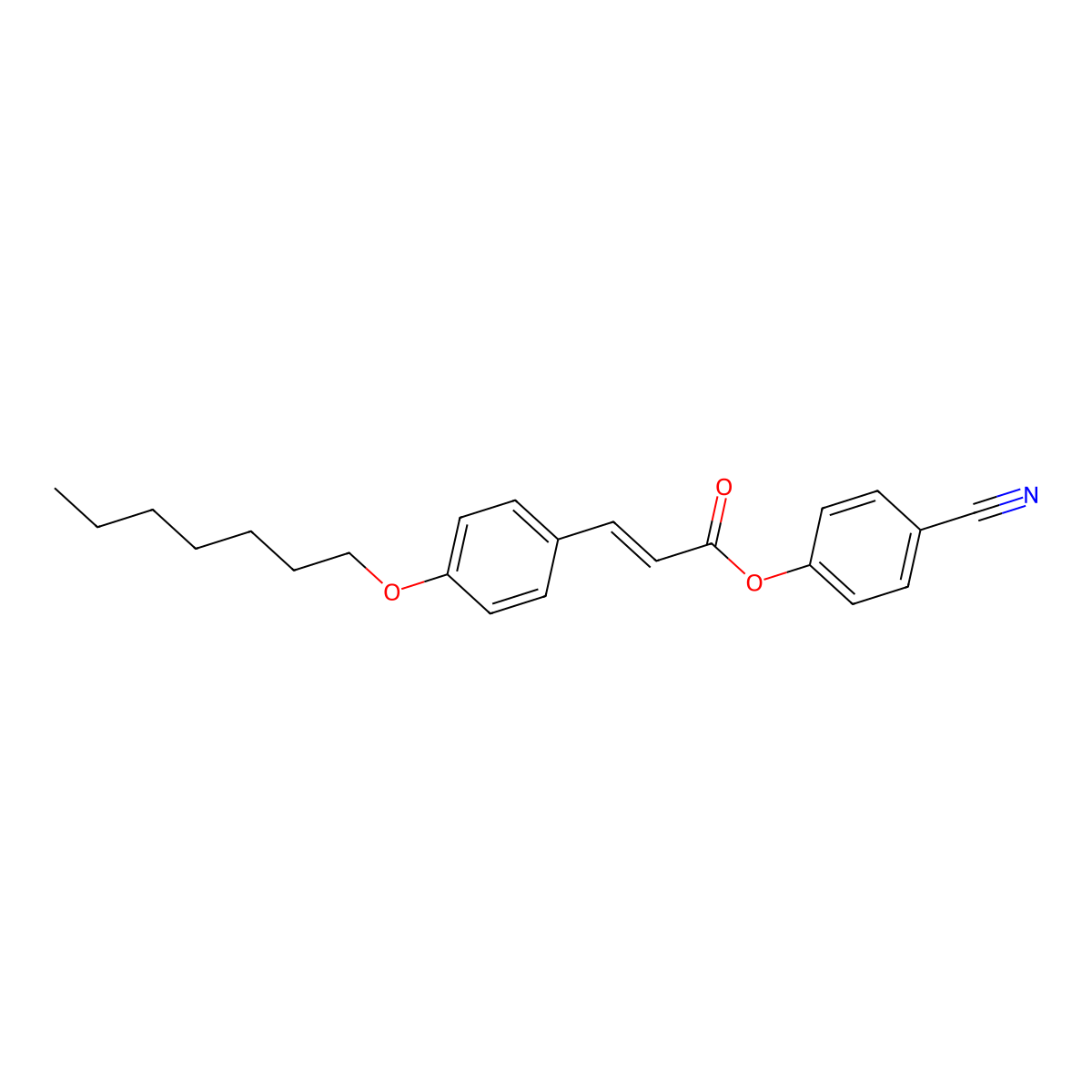 2-Propenoic acid, 3-[4-(heptyloxy)phenyl]-, 4-cyanophenyl ester molecular structure, CAS 56131-68-1