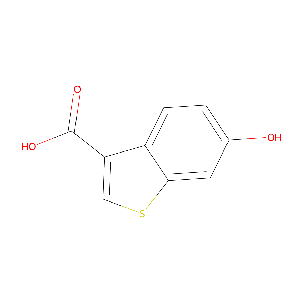 6-Hydroxy-1-benzothiophene-3-carboxylic acid molecular structure, CAS 561323-33-9