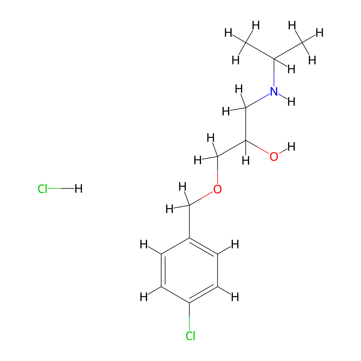 1-((4-Chlorobenzyl)oxy)-3-(isopropylamino)propan-2-ol hydrochloride molecular structure, CAS 56135-66-1