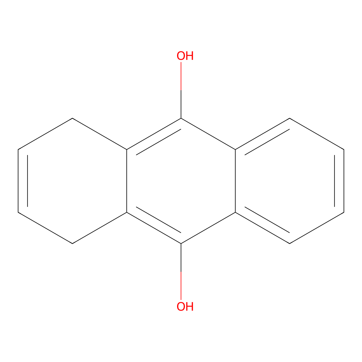 9,10-Anthracenediol, 1,4-dihydro- molecular structure, CAS 56136-13-1