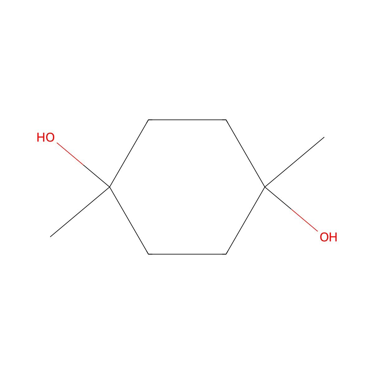 1,4-Cyclohexanediol, 1,4-dimethyl-, molecular structure, CAS 56137-57-6