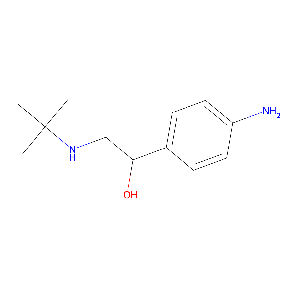 1-(4-Aminophenyl)-2-(tert-butylamino)ethanol molecular structure, CAS 56138-70-6