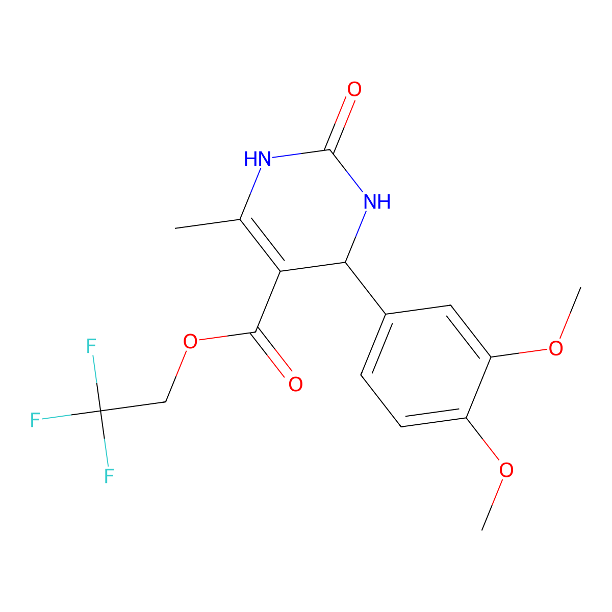 2,2,2-Trifluoroethyl 4-(3,4-dimethoxyphenyl)-6-methyl-2-oxo-1,2,3,4-tetrahydropyrimidine-5-carboxylate molecular structure, CAS 5614-05-1