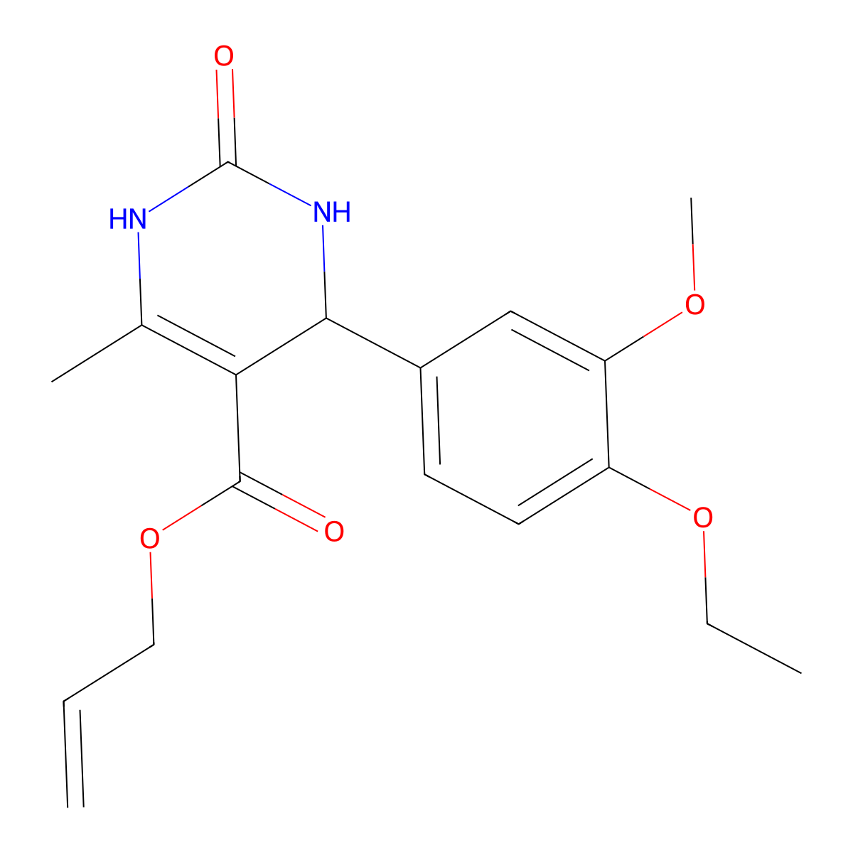 Prop-2-en-1-yl 4-(4-ethoxy-3-methoxyphenyl)-6-methyl-2-oxo-1,2,3,4-tetrahydropyrimidine-5-carboxylate molecular structure, CAS 5614-70-0