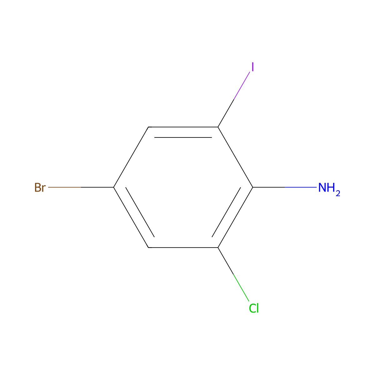 4-Bromo-2-chloro-6-iodoaniline molecular structure, CAS 56141-11-8