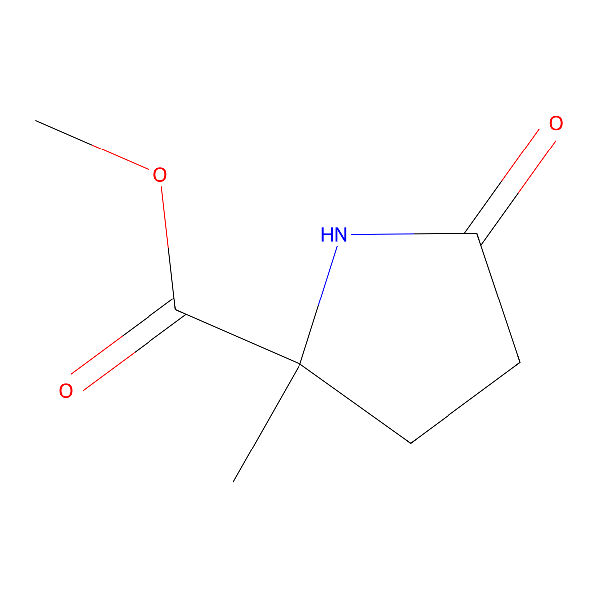 Methyl 2-methyl-5-oxopyrrolidine-2-carboxylate molecular structure, CAS 56145-24-5