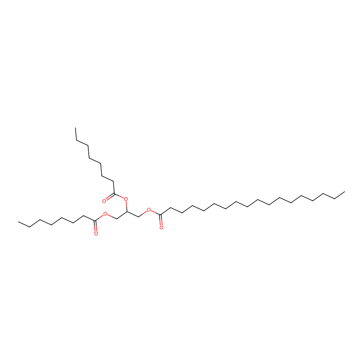 2,3-Bis((1-oxooctyl)oxy)propyl stearate molecular structure, CAS 56149-05-4