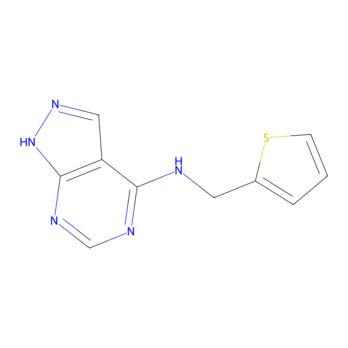 N-(thiophen-2-ylmethyl)-1H-pyrazolo[3,4-d]pyrimidin-4-amine molecular structure, CAS 56156-15-1