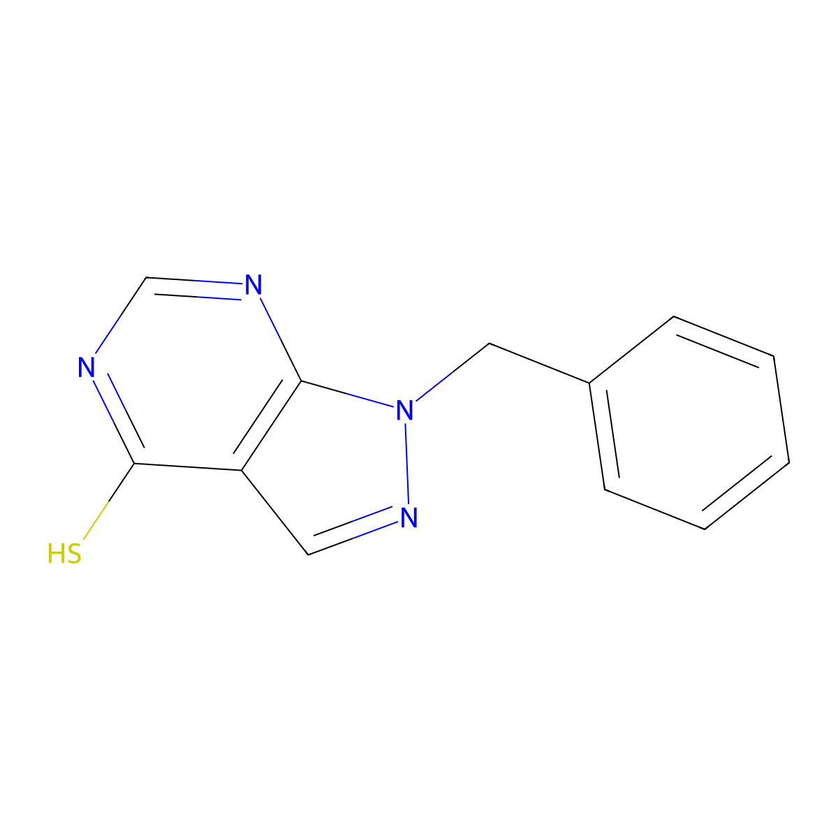 1-Benzyl-1H-pyrazolo[3,4-d]pyrimidine-4-thiol molecular structure, CAS 56156-23-1