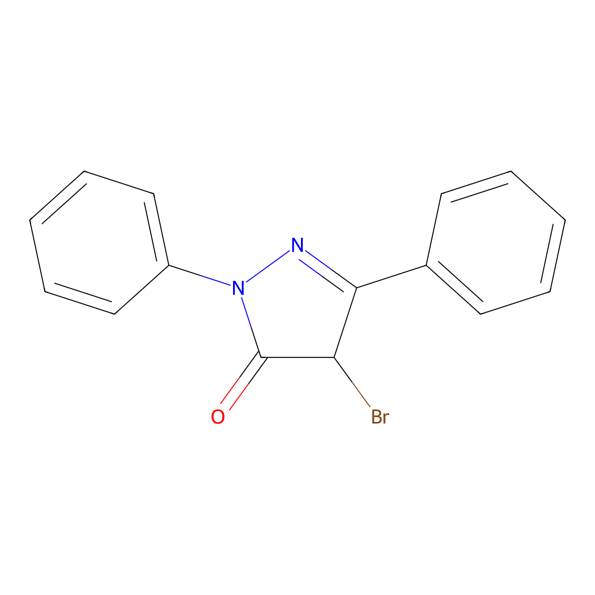 4-bromo-2,5-diphenyl-2,4-dihydro-3H-pyrazol-3-one molecular structure, CAS 56158-61-3