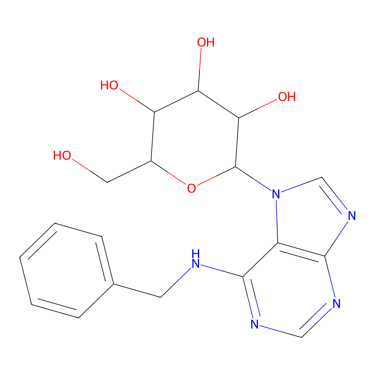 2-[6-(Benzylamino)purin-7-yl]-6-(hydroxymethyl)oxane-3,4,5-triol molecular structure, CAS 56159-42-3