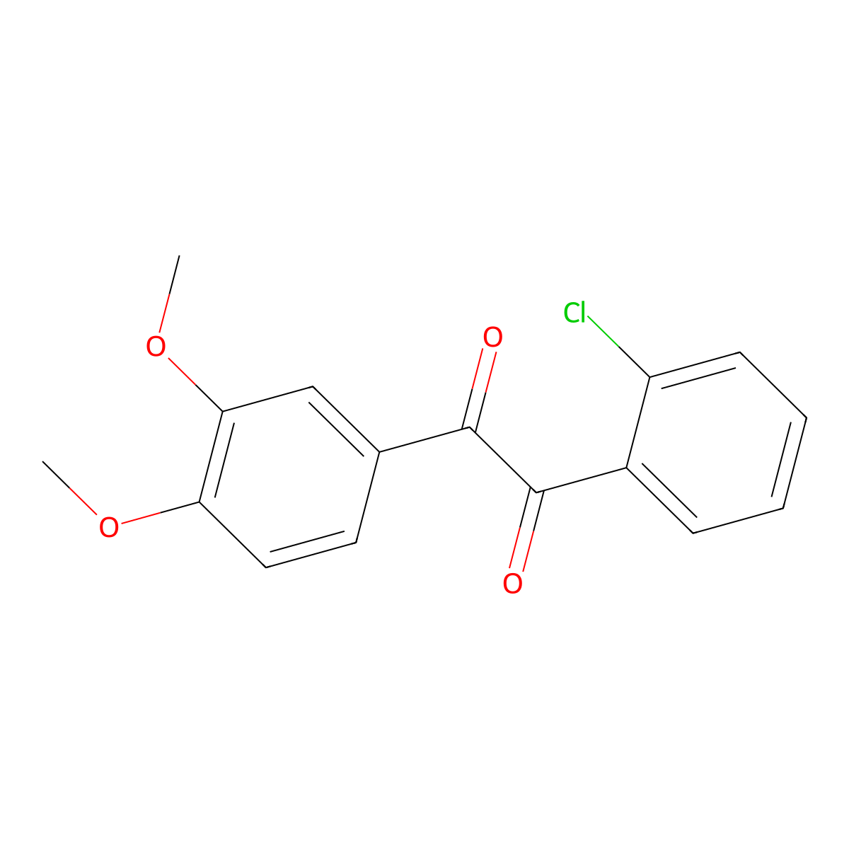 1,2-Ethanedione, 1-(2-chlorophenyl)-2-(3,4-dimethoxyphenyl)- molecular structure, CAS 56159-70-7