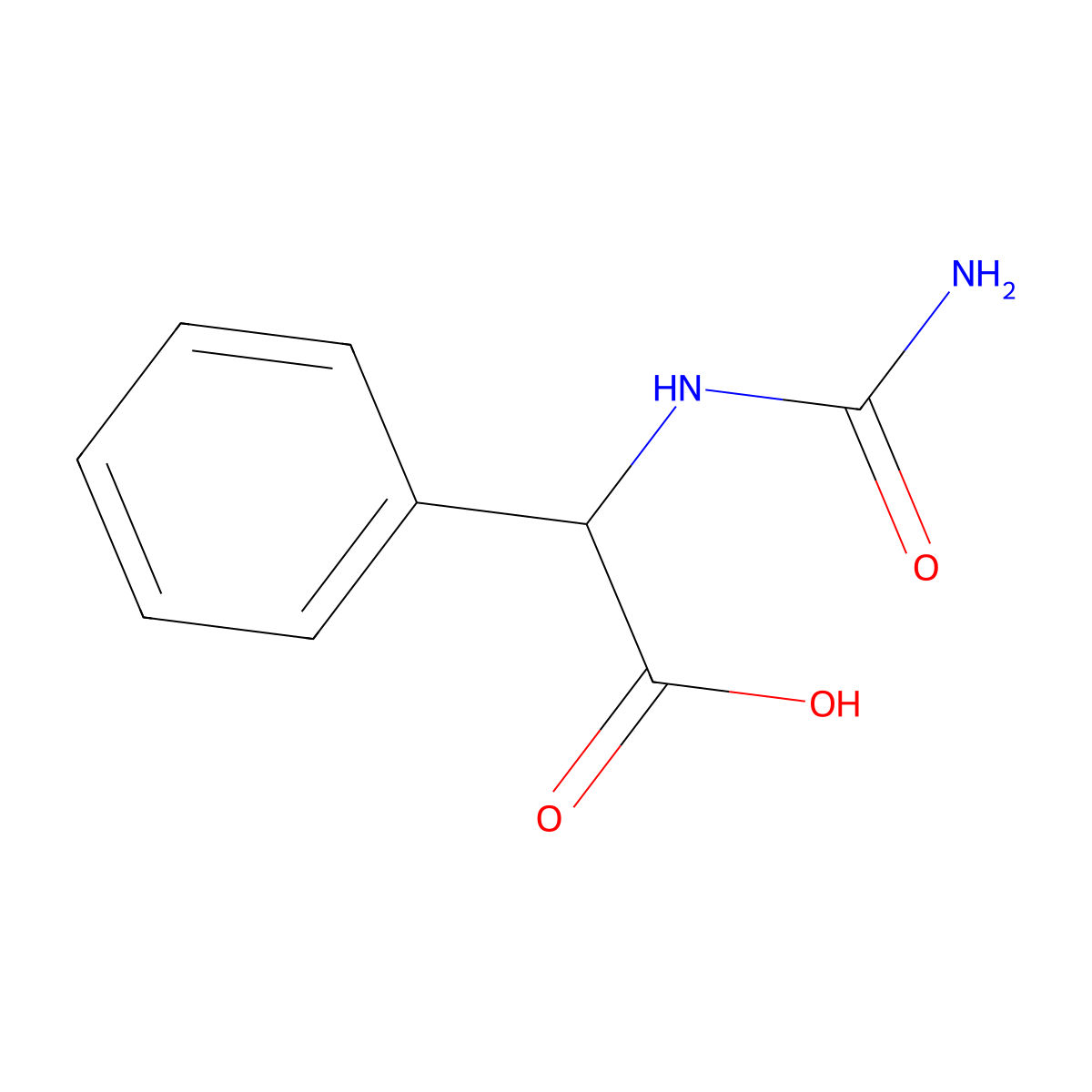 2-(Carbamoylamino)-2-phenylacetic acid molecular structure, CAS 5616-20-6