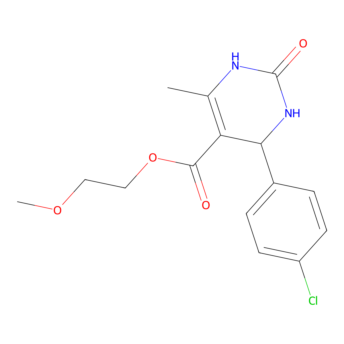 2-Methoxyethyl 4-(4-chlorophenyl)-6-methyl-2-oxo-1,2,3,4-tetrahydropyrimidine-5-carboxylate molecular structure, CAS 5616-27-3