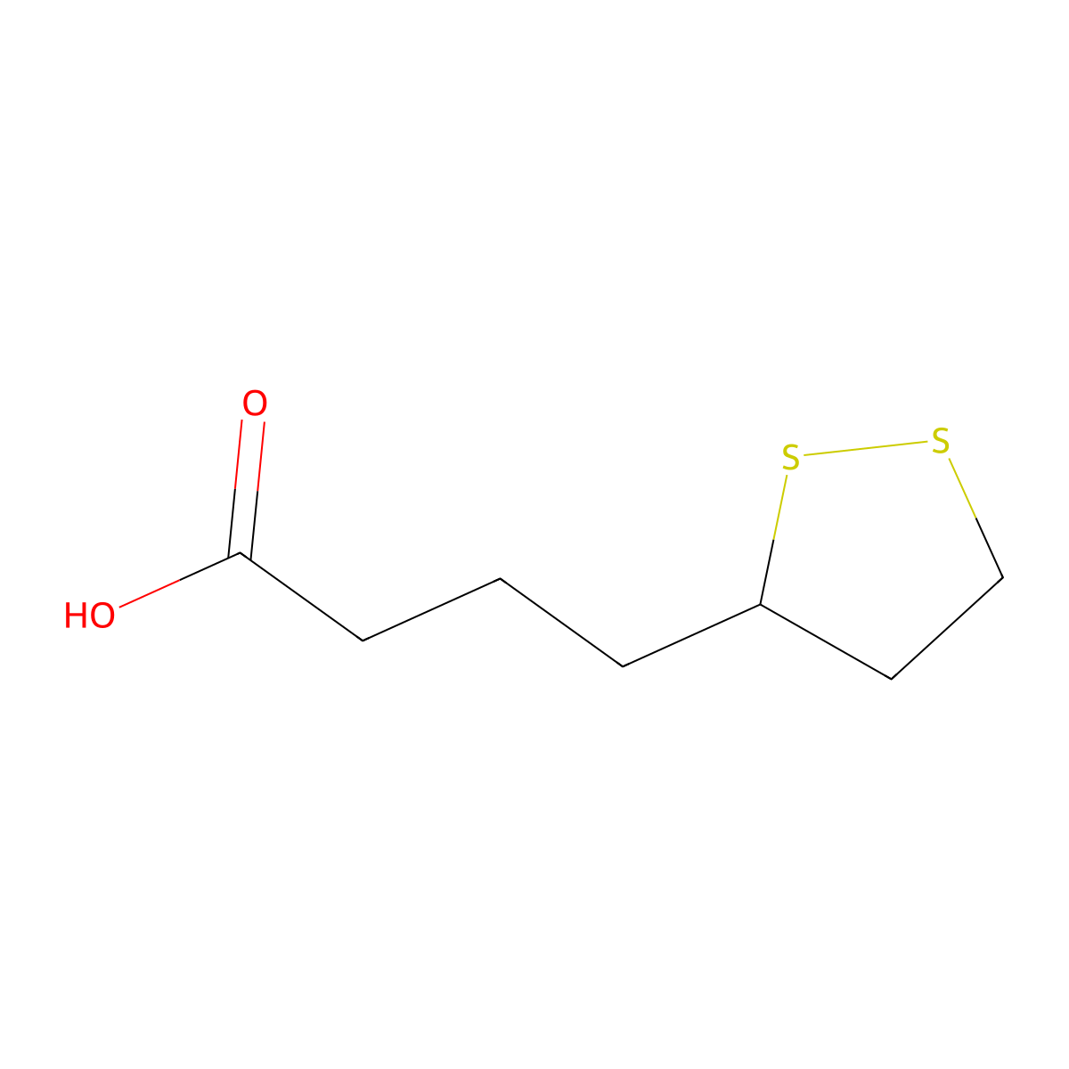 4-(1,2-Dithiolan-3-yl)butanoic acid molecular structure, CAS 5616-63-7