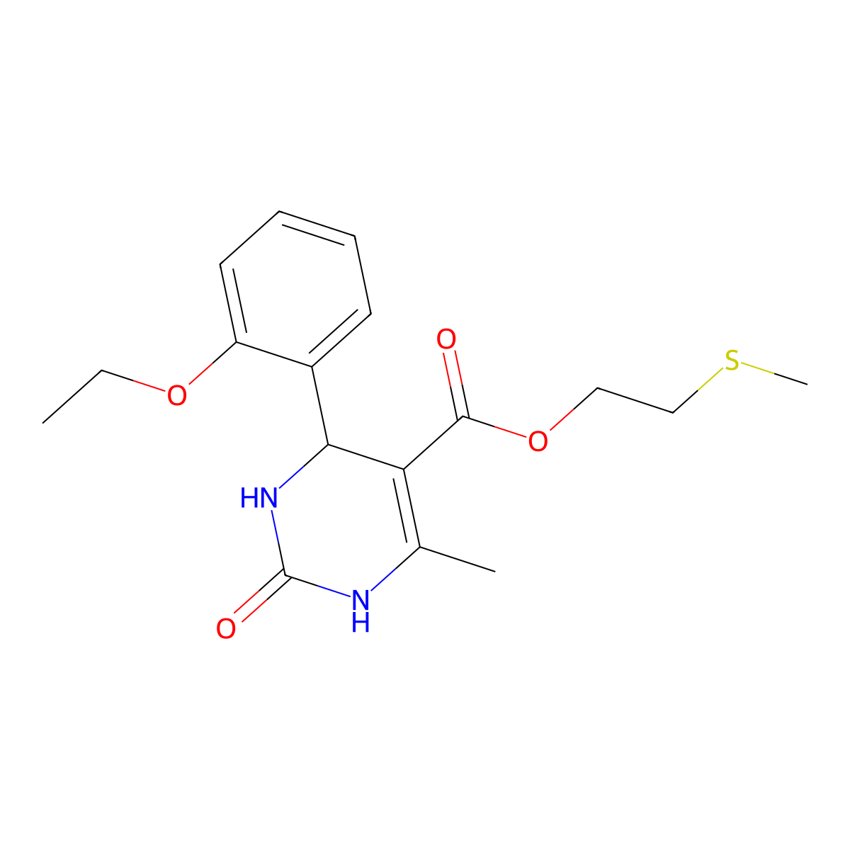 2-(Methylsulfanyl)ethyl 4-(2-ethoxyphenyl)-6-methyl-2-oxo-1,2,3,4-tetrahydropyrimidine-5-carboxylate molecular structure, CAS 5616-79-5