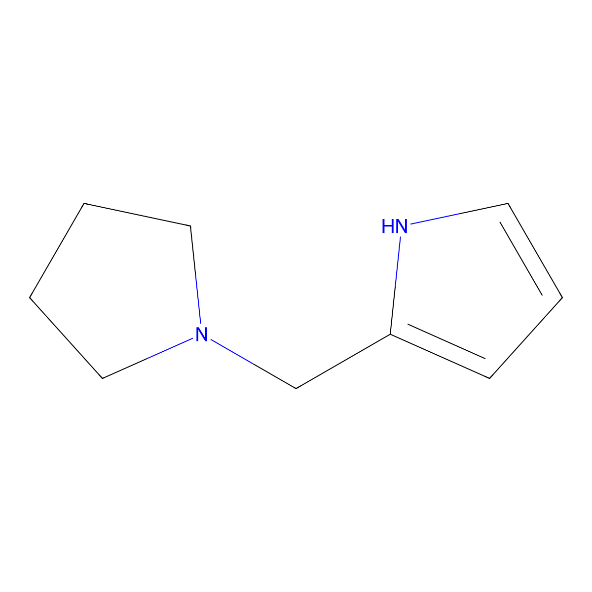 2-(1-pyrrolidinylmethyl)-1H-Pyrrole molecular structure, CAS 56162-74-4