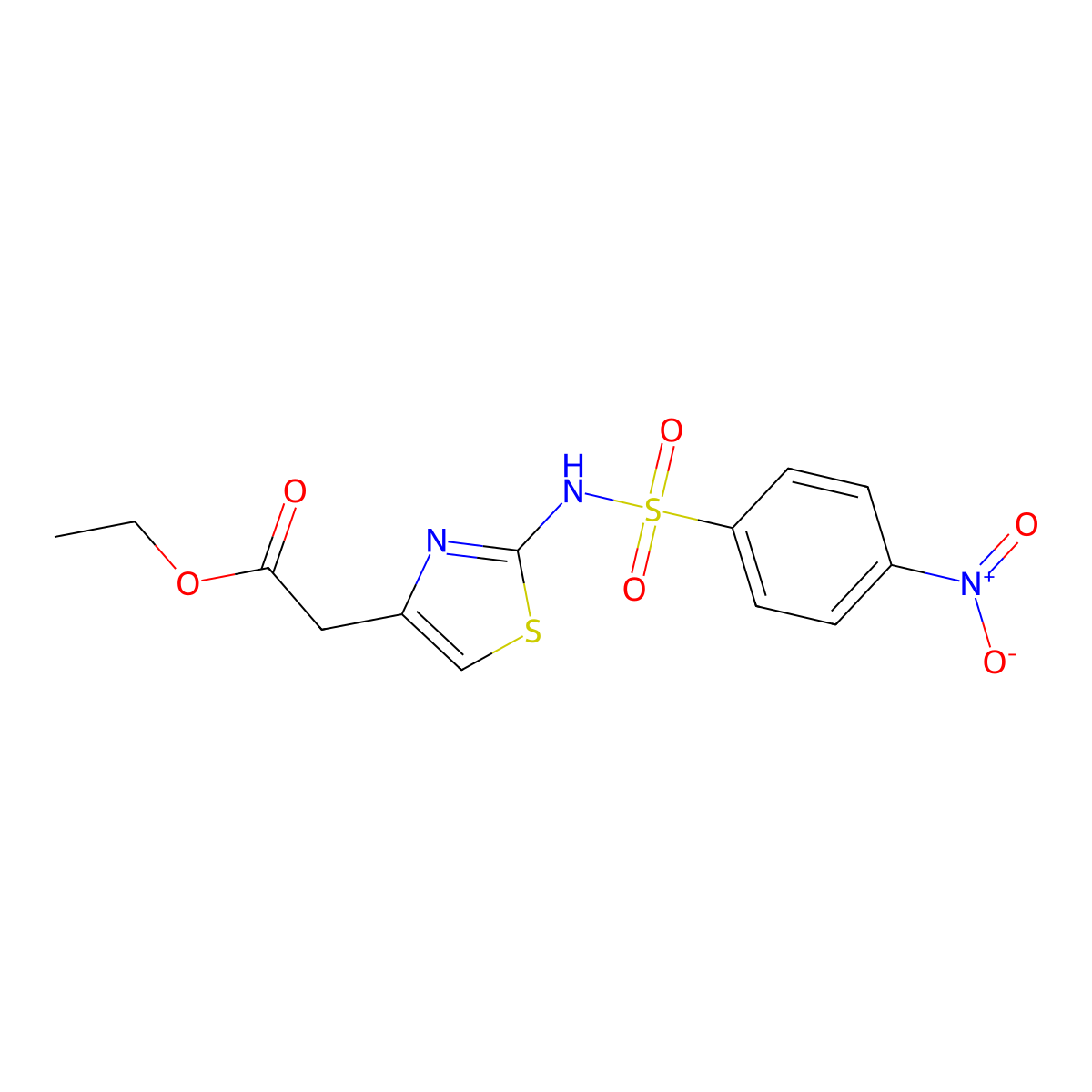 Ethyl (2-{[(4-nitrophenyl)sulfonyl]amino}-1,3-thiazol-4-yl)acetate molecular structure, CAS 5617-23-2