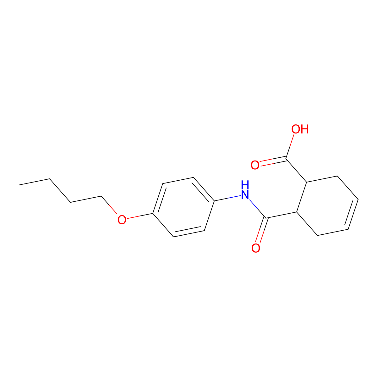 6-[(4-Butoxyphenyl)carbamoyl]cyclohex-3-ene-1-carboxylic acid molecular structure, CAS 5617-62-9